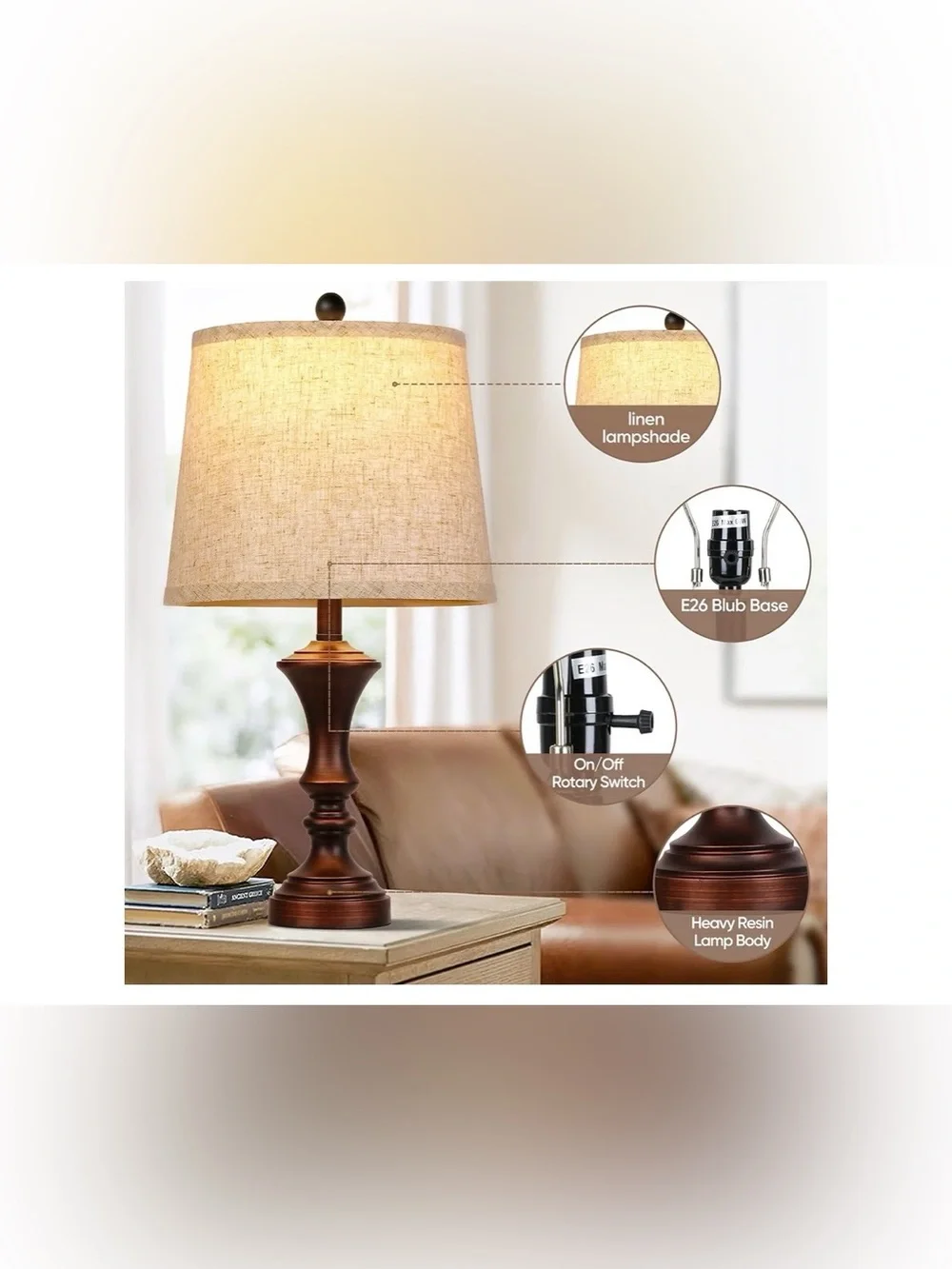 Set of Lamps - ANTIQUE RETRO BROWN